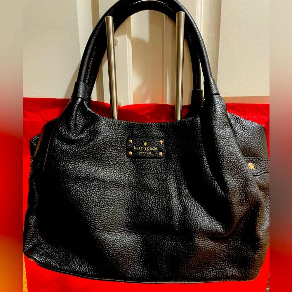 Kate Spade New York Stevie Bag Black w/gold accents. 100% leather